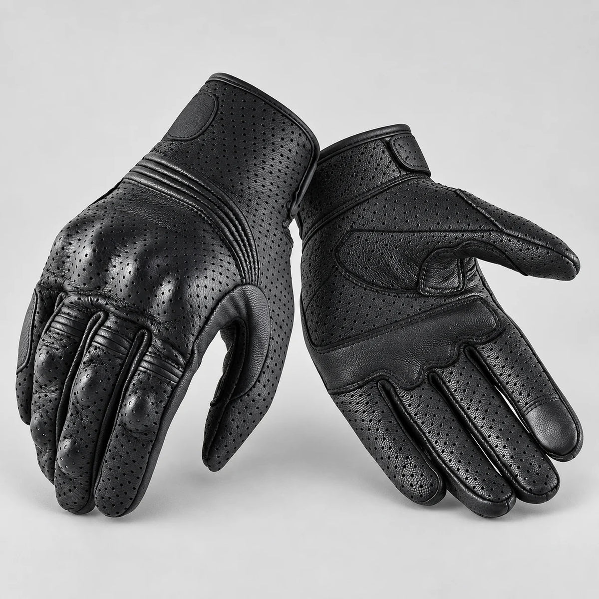 Gants tactiles cuir Berix Noir perforé — packshot