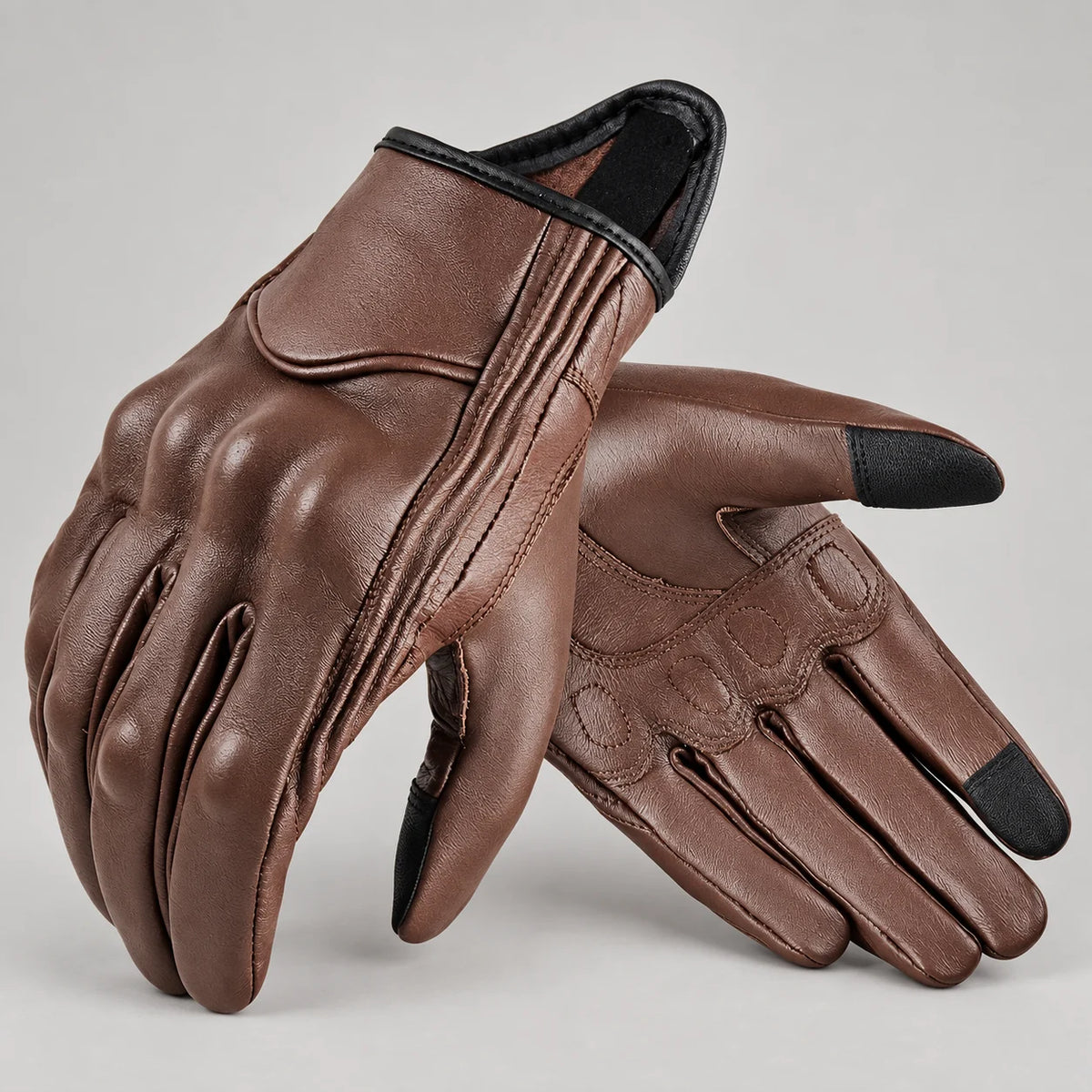 Gants tactiles cuir Berix Marron SU14 — packshot