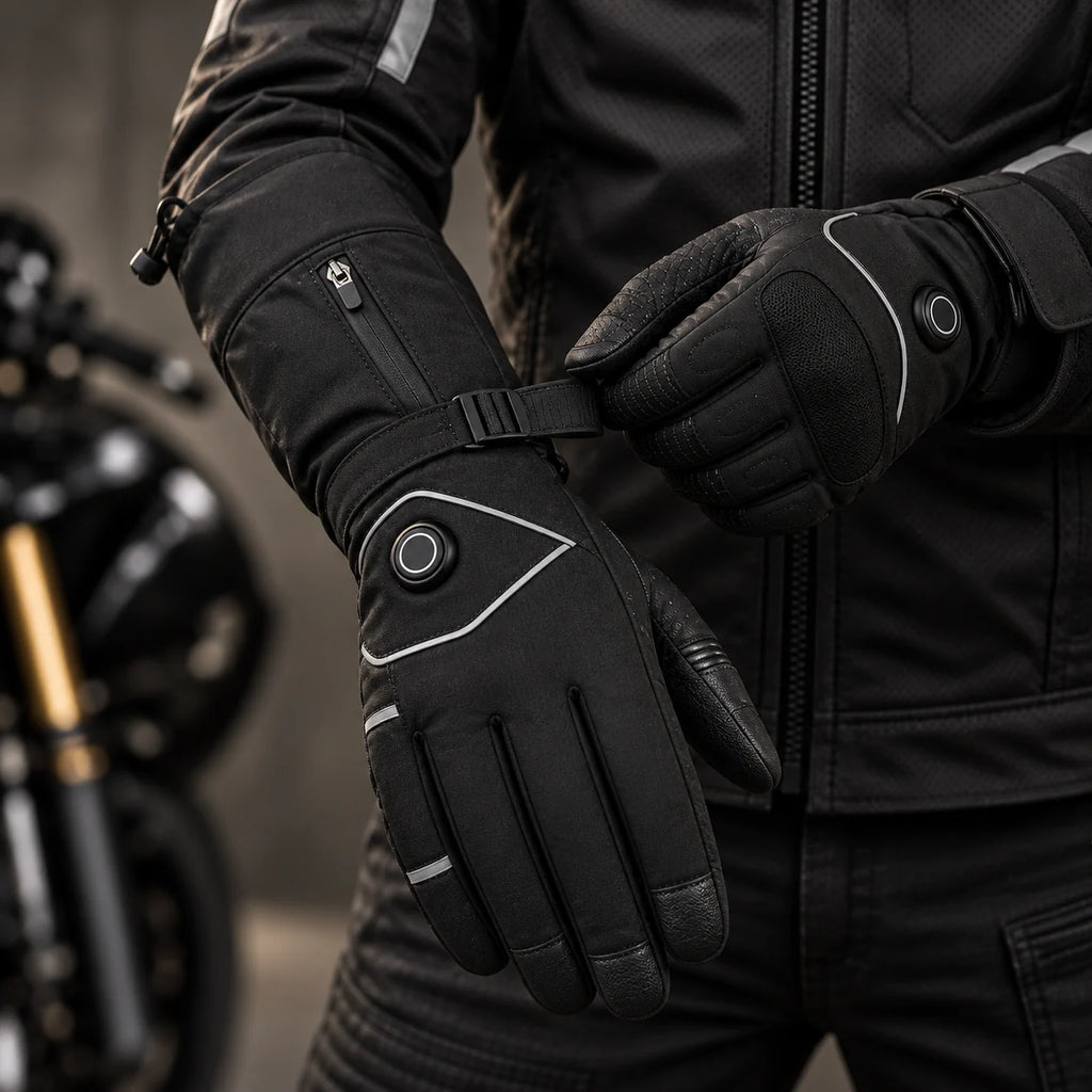 Gants moto chauffants doublés polaire Brosia S278 portés