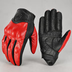 Gants moto été vintage Cafero rouges — packshot premium