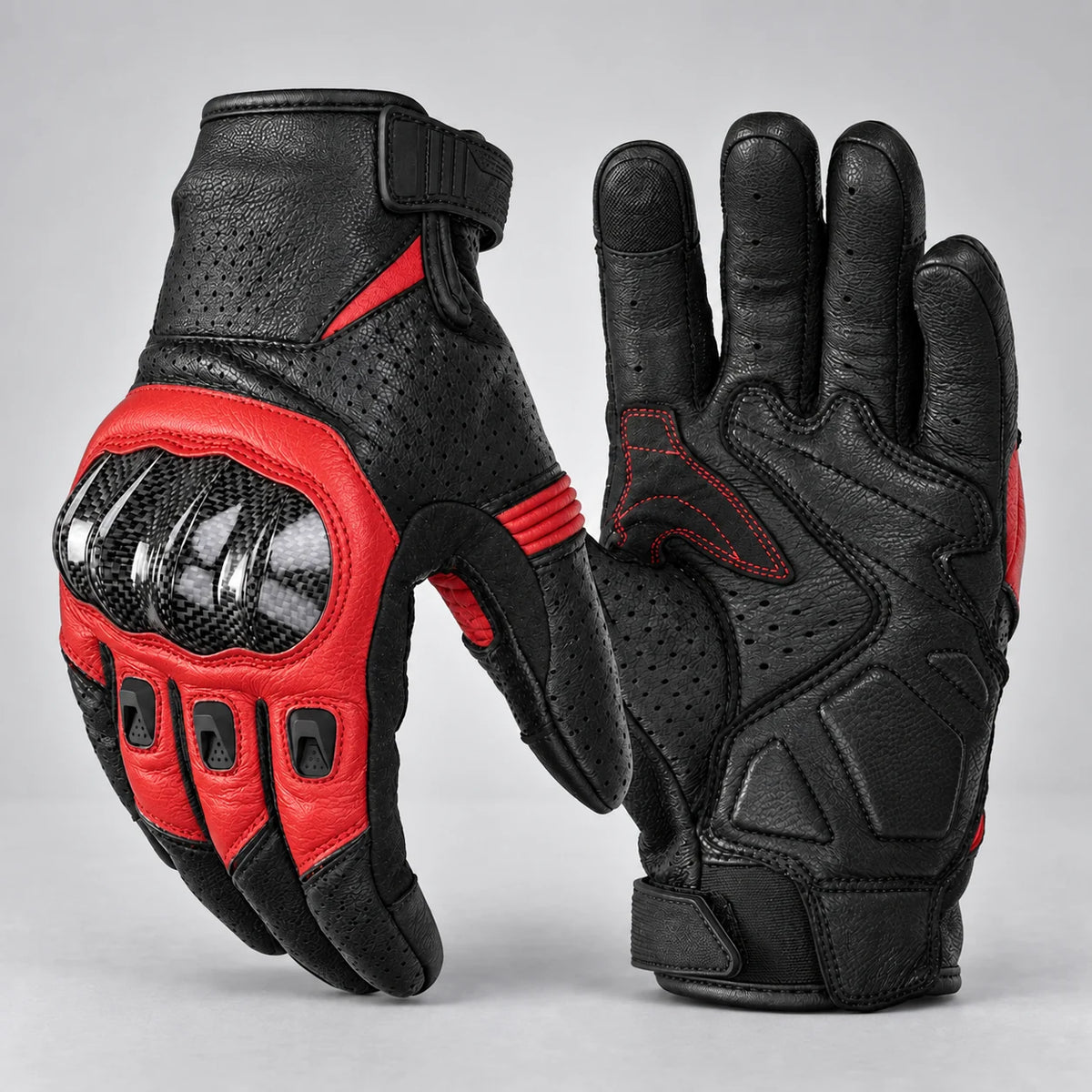 Gants moto été carbone Carbix Rouge — packshot premium