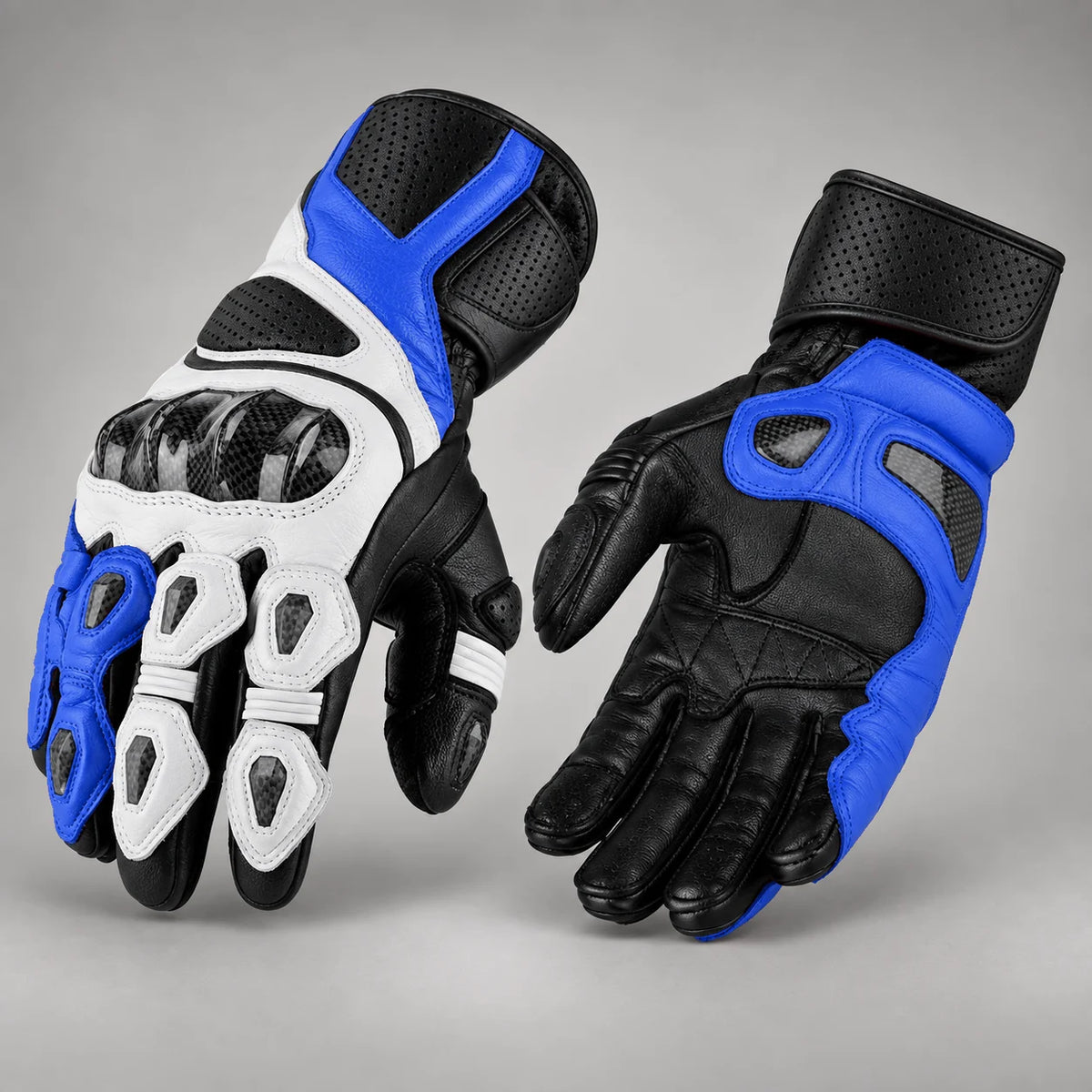 Gants moto hiver carbone Fehrix Noir et bleu — packshot premium