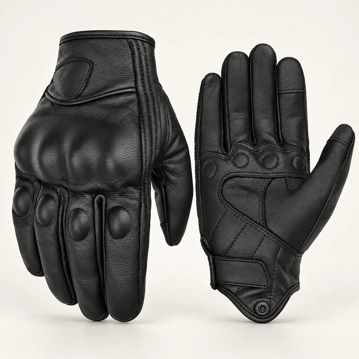 Gants moto hiver vintage Foxen Noir — packshot premium