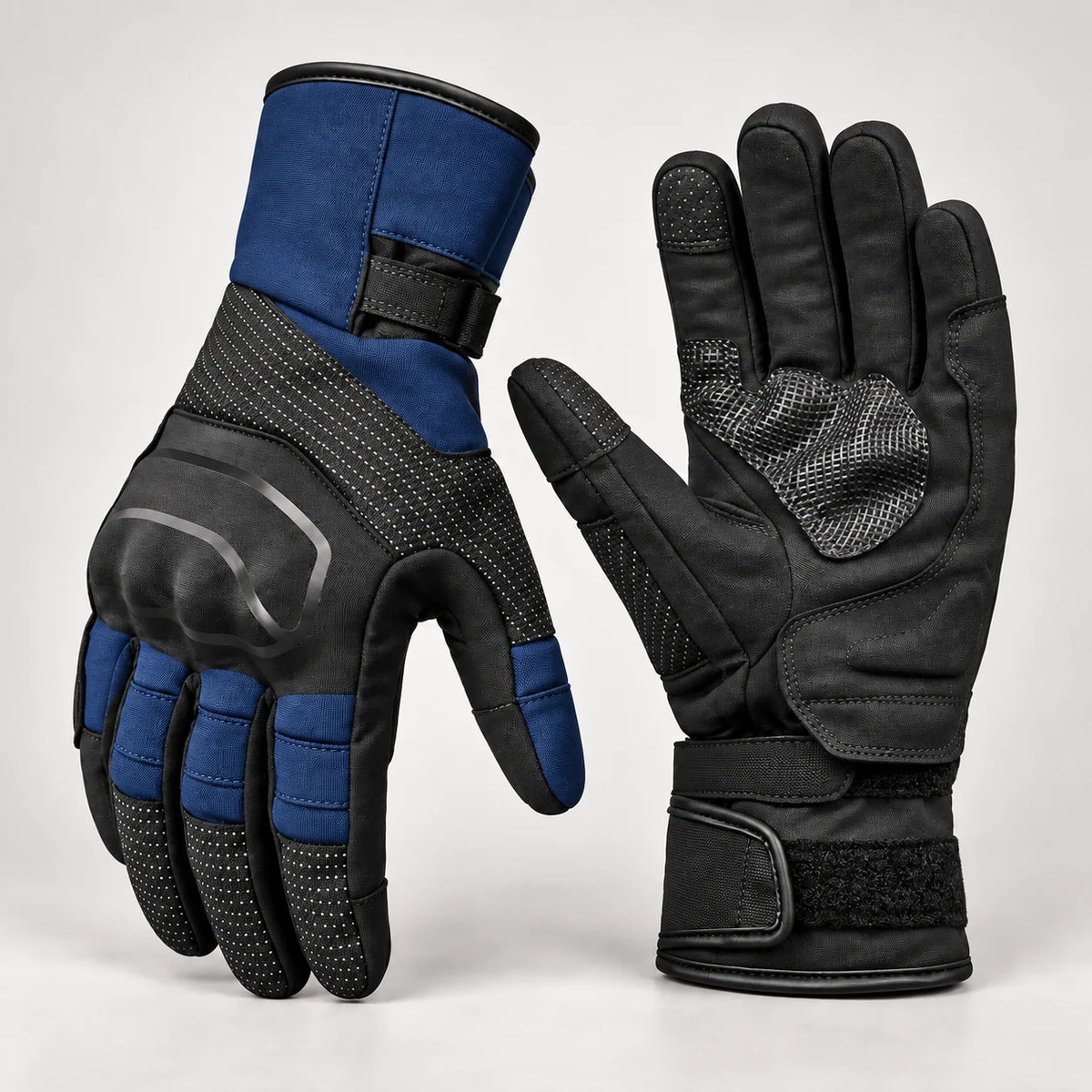 Gants moto hiver doublés polaire Glacix Bleu profond — packshot premium
