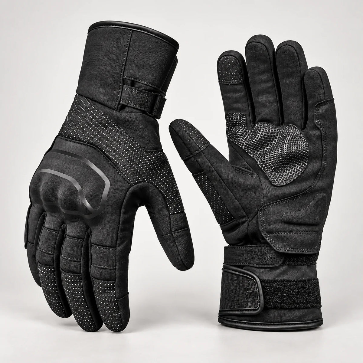 Gants moto hiver doublés polaire Glacix Noir nuit — packshot premium