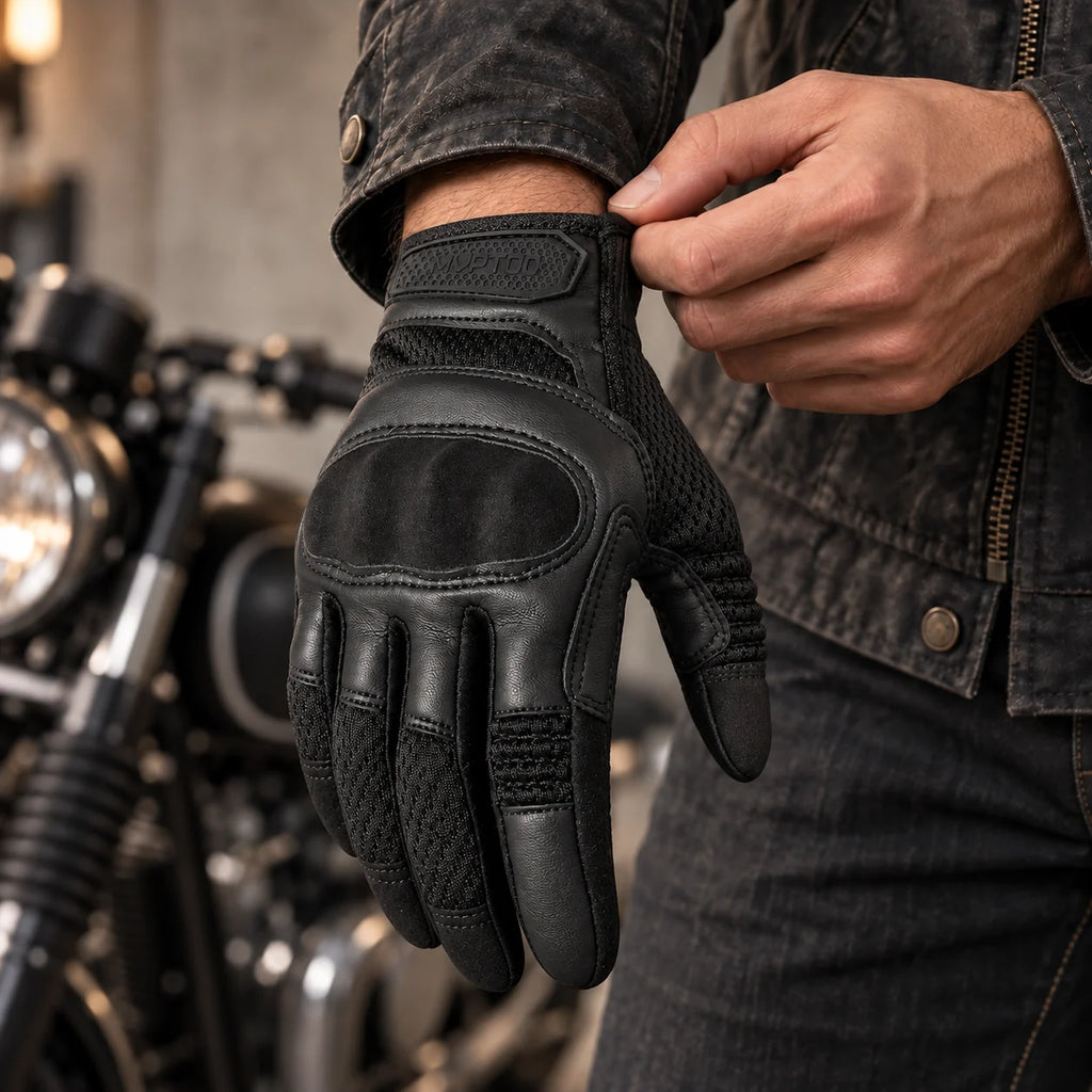 Gants moto tactiles Gripix noirs portés
