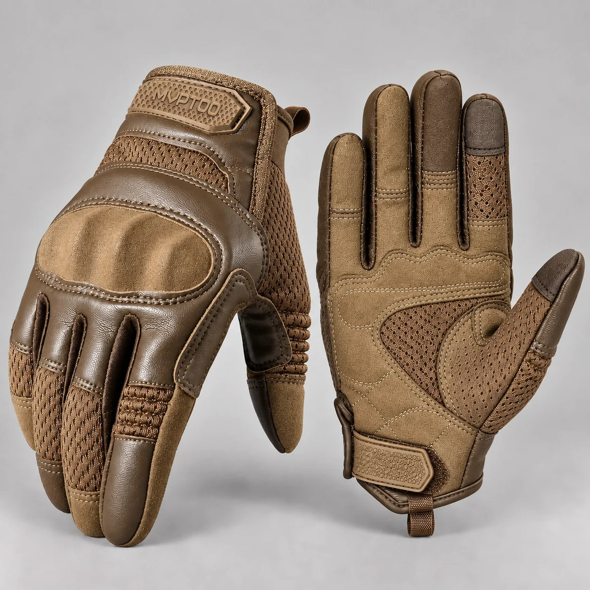 Gants moto tactiles Gripix marron — packshot premium