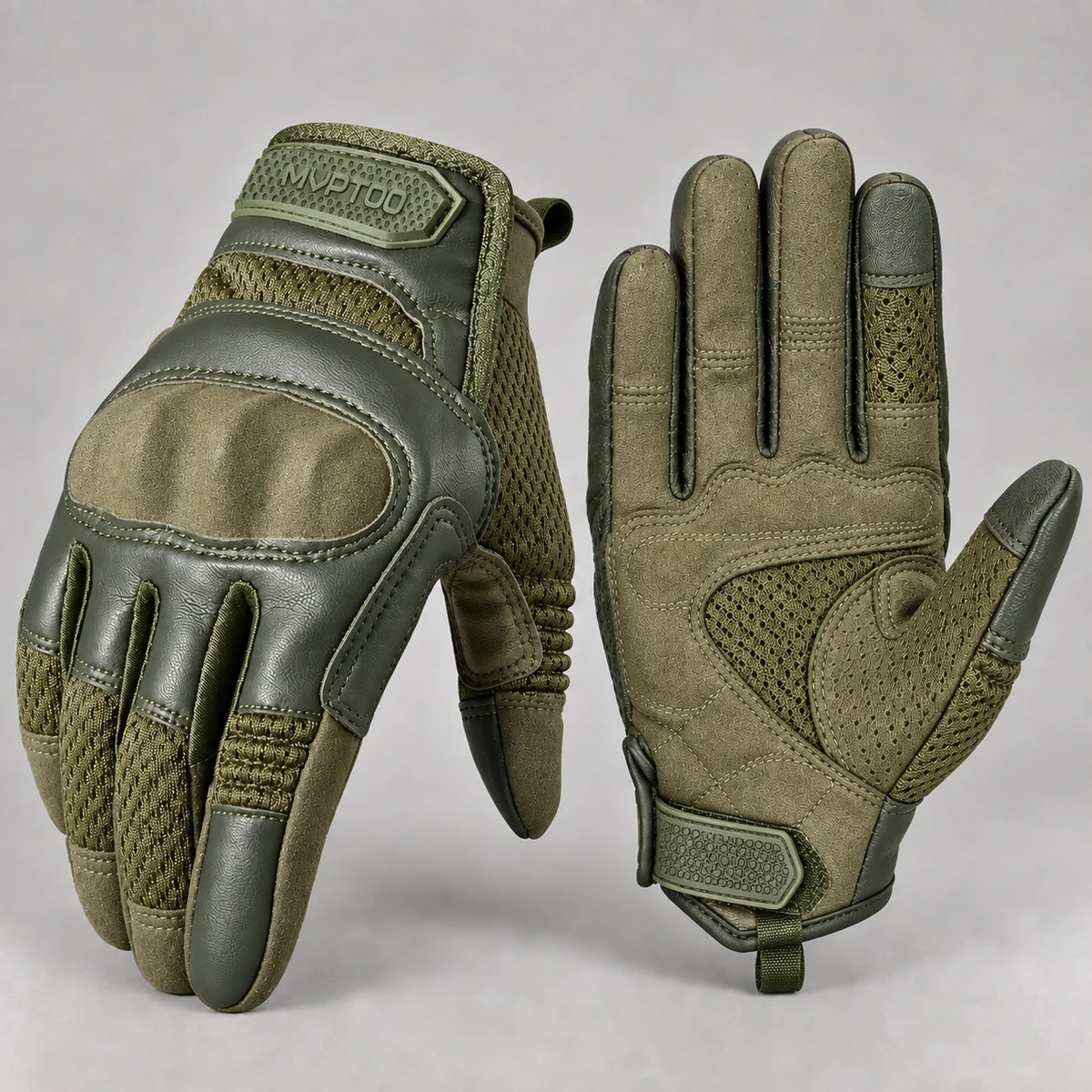 Gants moto tactiles Gripix verts — packshot premium