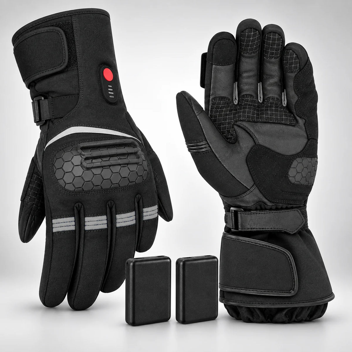 Gants moto chauffants étanches Ignira EG01 Gris avec 2 batteries — packshot premium