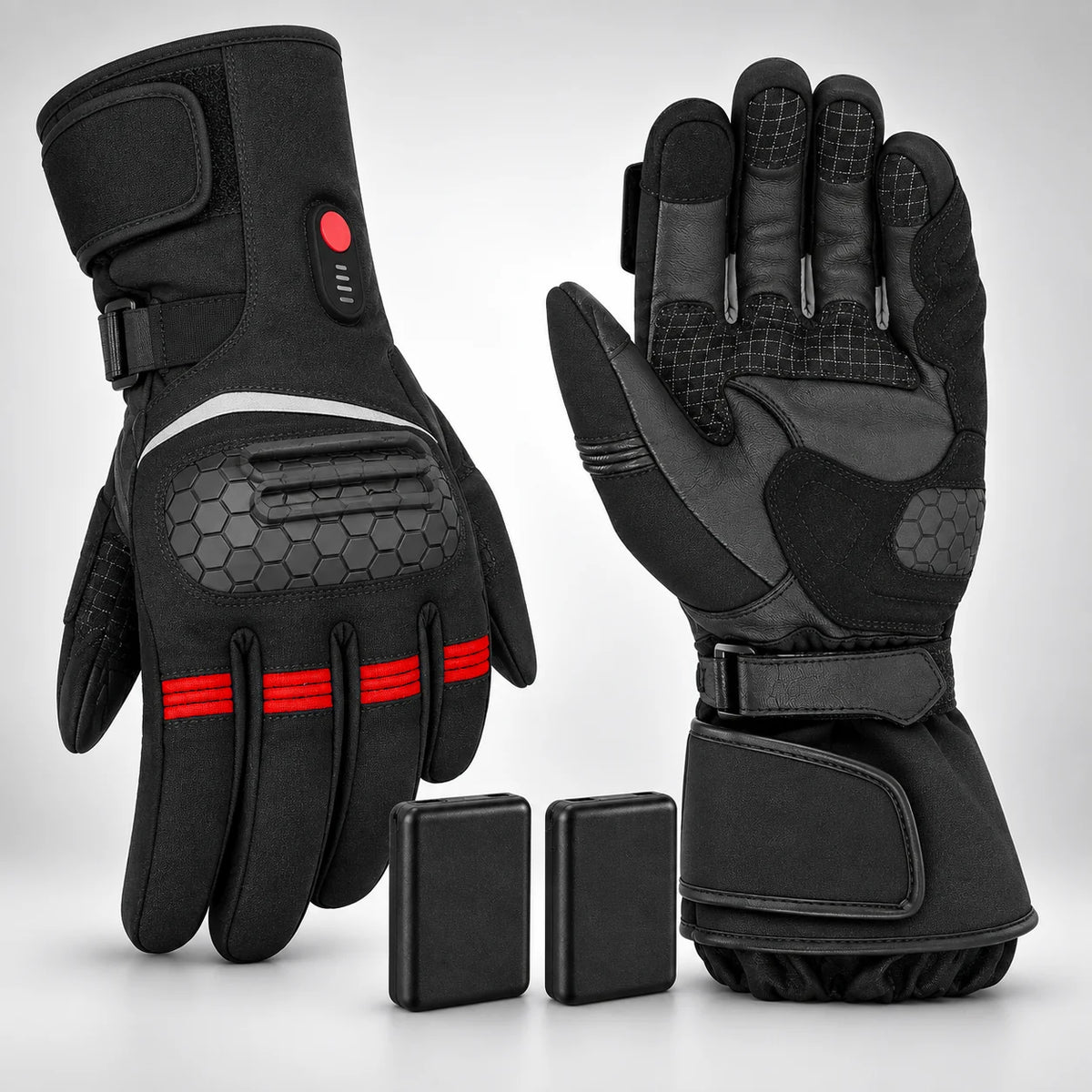 Gants moto chauffants étanches Ignira EG01 Rouge avec 2 batteries — packshot premium