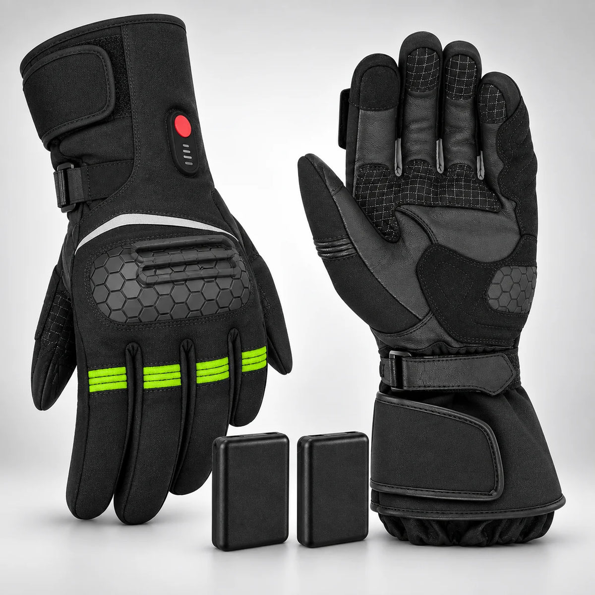 Gants moto chauffants étanches Ignira EG01 Vert avec 2 batteries — packshot premium