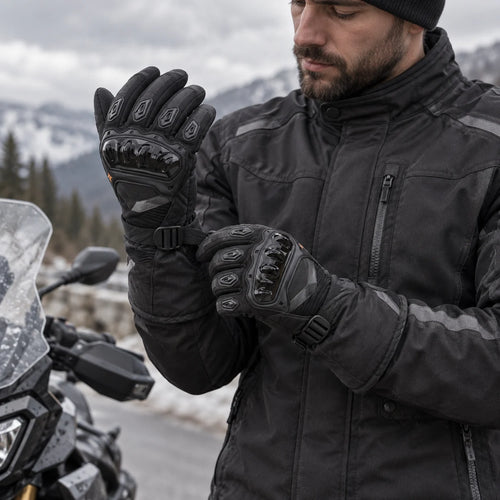Gants moto hiver Iron Jias portés