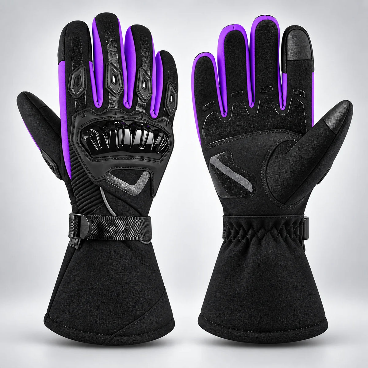 Gants moto hiver imperméables Lynea Violet — packshot premium