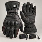 Gants moto chauffants imperméables Nordim — packshot premium avec batteries