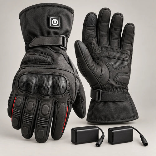 Gants moto chauffants imperméables Nordim — packshot premium avec batteries