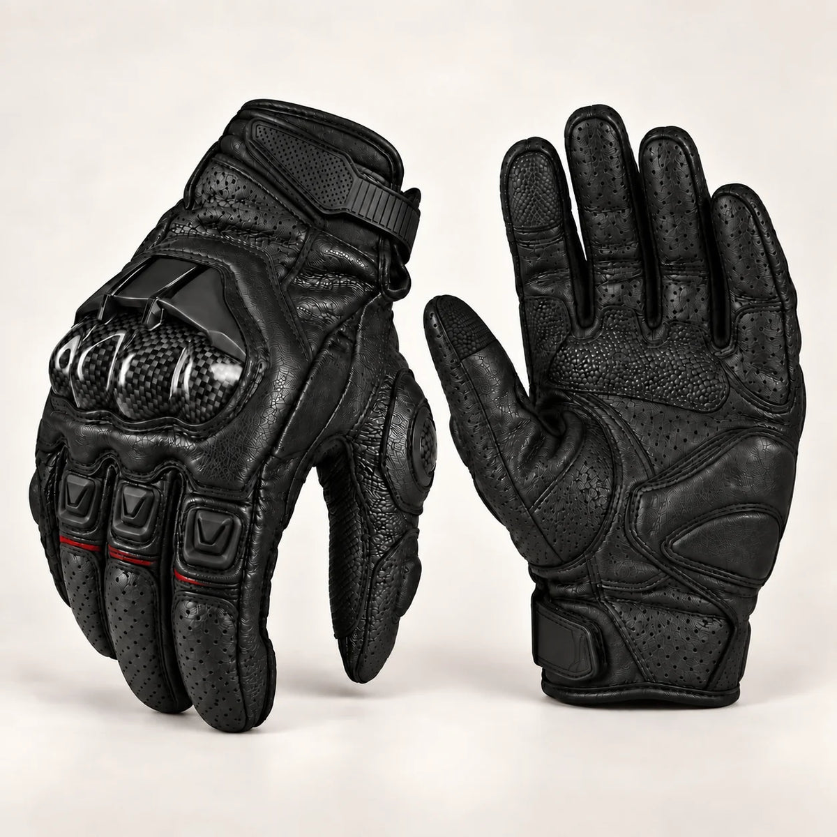 Gants moto hiver racing Rastik 390 Noir et rouge — packshot premium