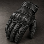 Gant moto été Ridera noir — gros plan cuir perforé et protection