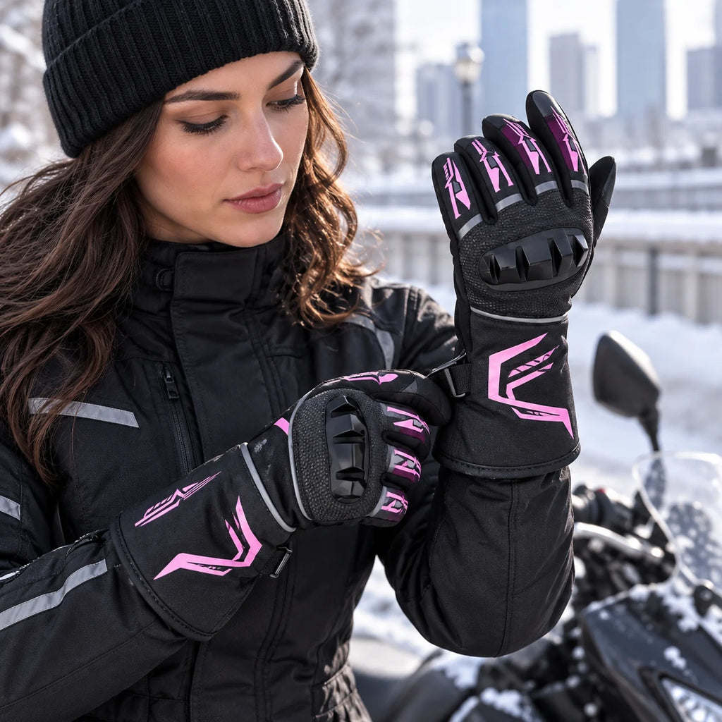 Gants moto femme thermiques Rosalya portés