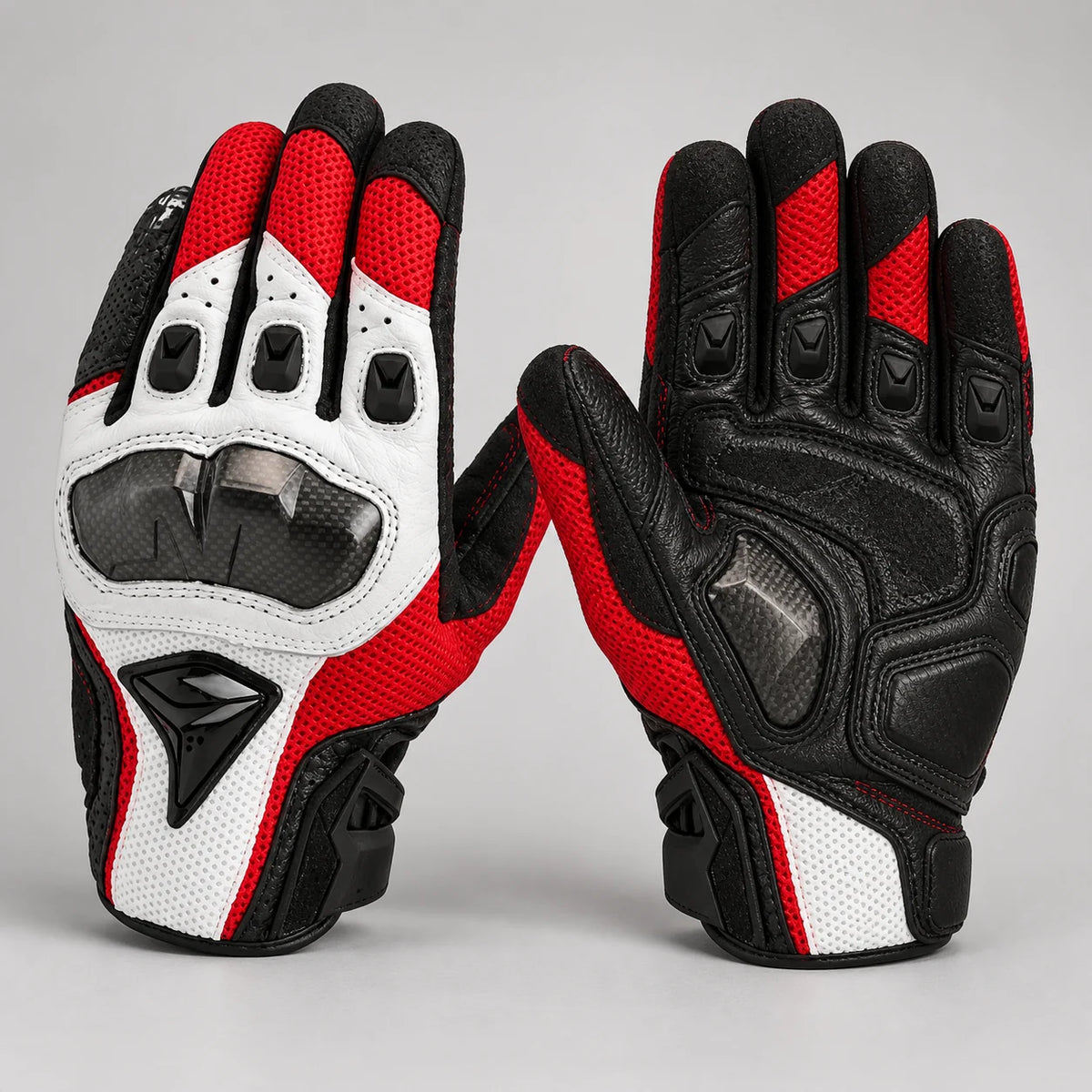 Gants moto cuir RST391 rouge blanc — packshot
