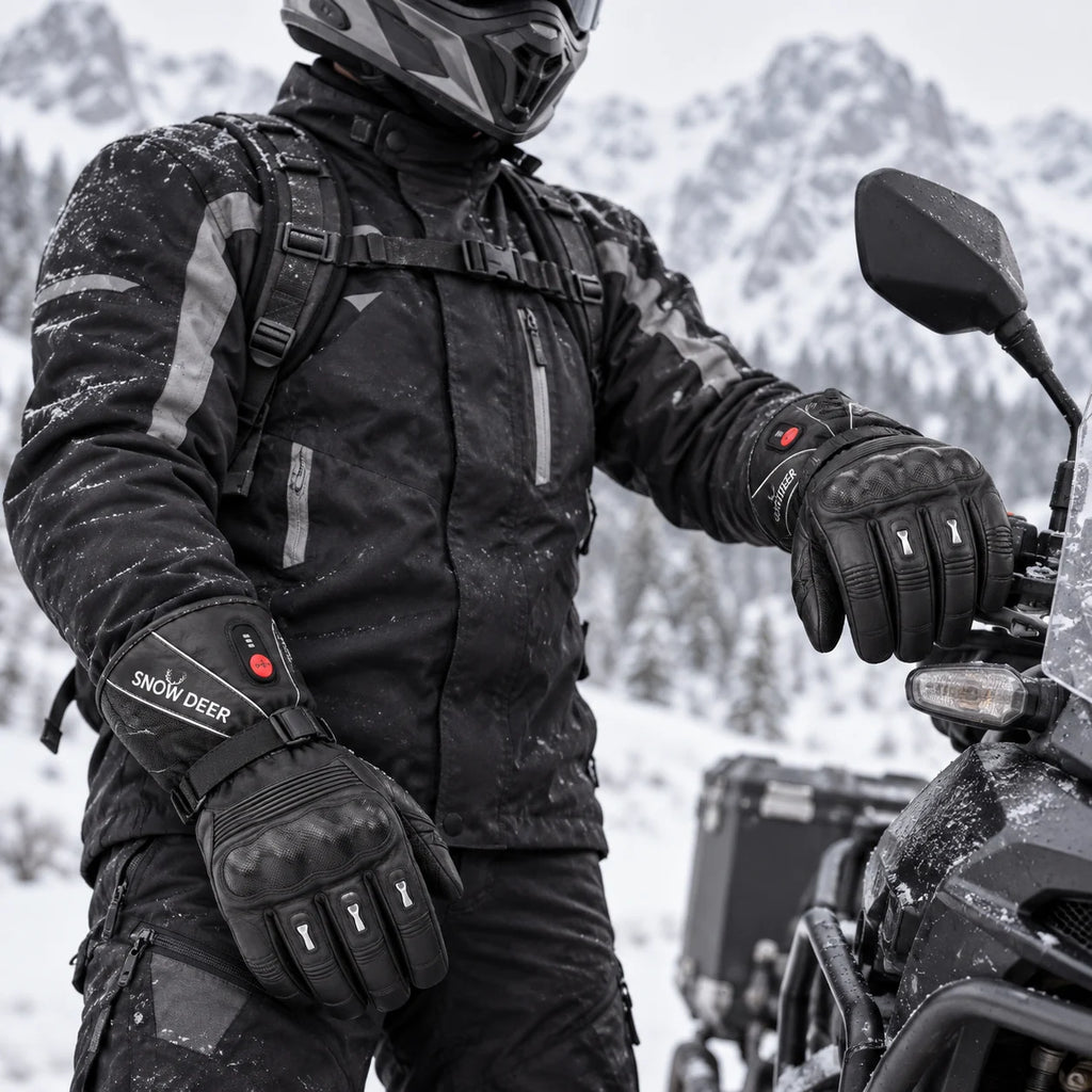 Gants moto chauffants Sedra portés