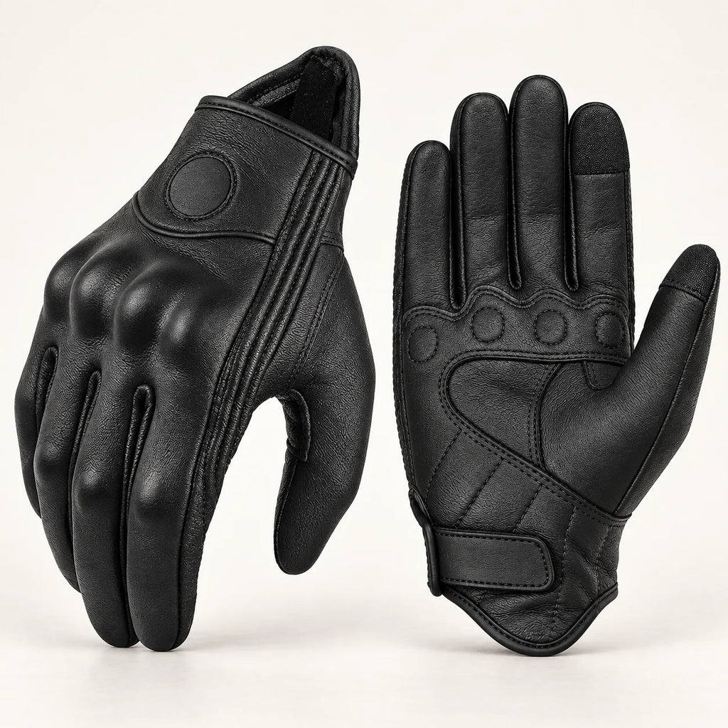 Gants moto hiver rétro Suvra Noir — packshot premium