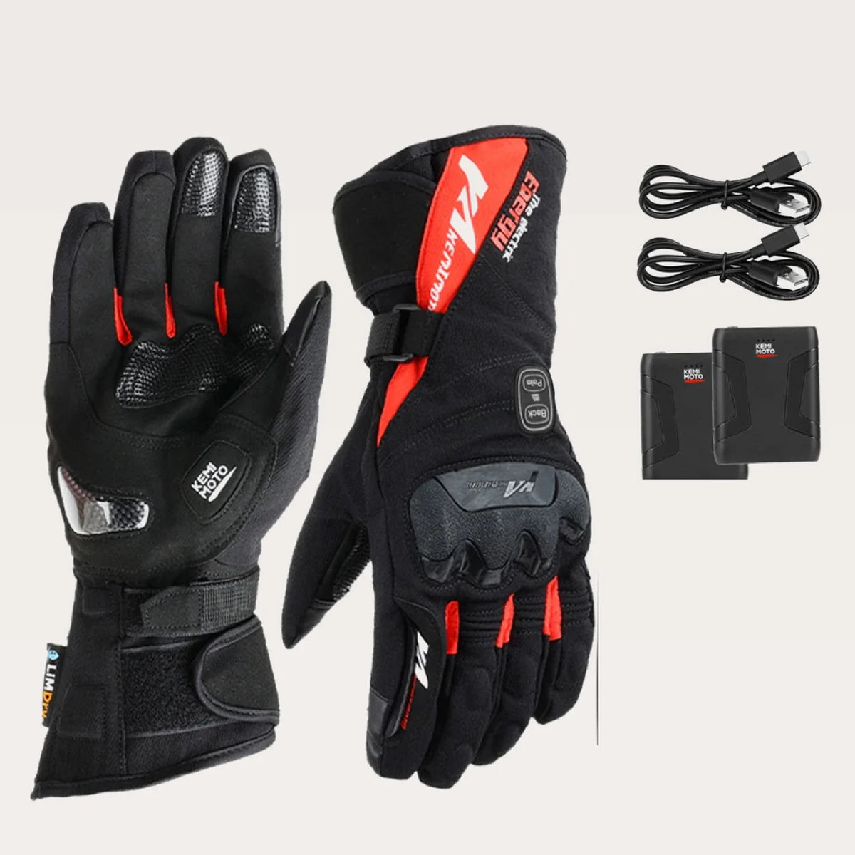 Gants moto chauffants Thermik 8034 Rouge — packshot
