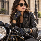 Gants moto femme rétro Vemira portés