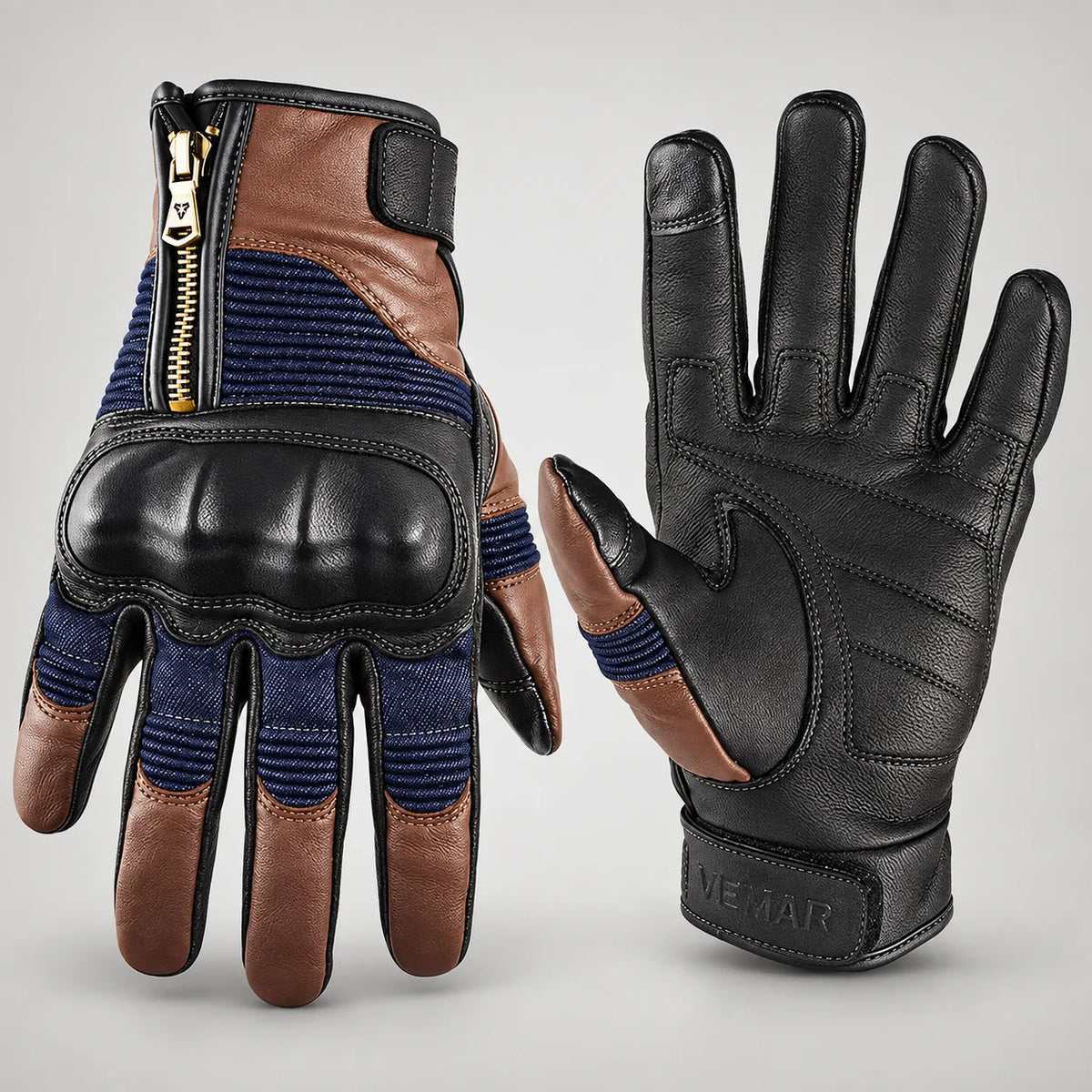 Gants moto femme rétro Vemira Marron — packshot
