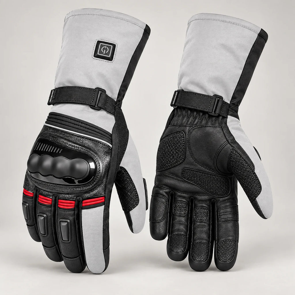 Gants moto chauffants trois niveaux Voltris gris — packshot premium