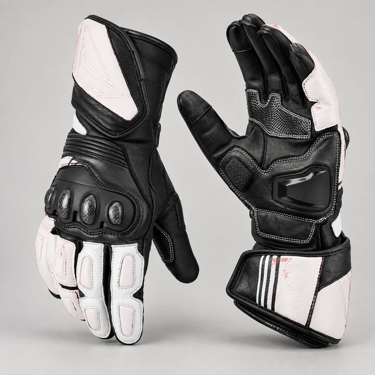Gants moto touring cuir Wolfia Blanc — packshot